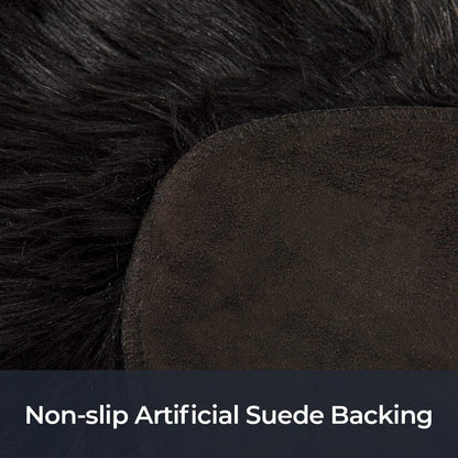 Faux Sheepskin Fur Area Rug Black, 2X3 Feet, 2 Pack, Fluffy Soft Fuzzy Plush Shaggy Carpet Throw Rug for Indoor Floor, Sofa, Chair, Bedroom, Living Room, Home Decoration